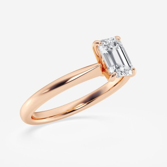 1 ctw Emerald Lab Grown Diamond Petite Solitaire Engagement Ring - Picture 6 of 6